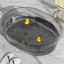 1pc Transparent Baby Bath Tub, Can Be Used For Newborn Babies, Extra Large, Can Be Used As A Wash Basin, Thickened, Large Washing Foot Basin, Thickened, Suitable For Cats, Dogs, And Litter Boxes Of Many Other Animals, Suitable For Pets Bathing And Showering, Suitable For Bathing Your Cat, Dog, Puppy, Rabbit In Order To Prevent Them From Running Away, Can Also Be Used As Litter Boxes - Clear - View 1