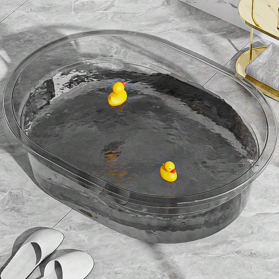 1pc Transparent Baby Bath Tub, Can Be Used For Newborn Babies, Extra Large, Can Be Used As A Wash Basin, Thickened, Large Washing Foot Basin, Thickened, Suitable For Cats, Dogs, And Litter Boxes Of Many Other Animals, Suitable For Pets Bathing And Showering, Suitable For Bathing Your Cat, Dog, Puppy, Rabbit In Order To Prevent Them From Running Away, Can Also Be Used As Litter Boxes - Clear - View 1