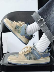 女性時尚熱門校園休閒鞋,情侶款式,防滑,柔軟且耐用鞋底,適合戶外舒適輕量化訓練和運動滑板鞋 - 米色 - 查看 2