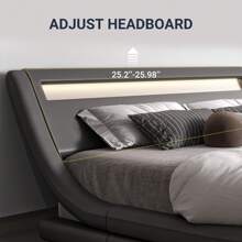 Allewie Full/Queen/King Size LED Platform Bed Frame With Adjustable Headboard, No Box Spring Need, Easy Assembly, Faux Leather In Black/Grey/White And Black * Bed Frame Queen Queen Bed Frame Bed Frame Full Full Size Bed Frame King Size Bed Frame Twin Bed Frame Room Decor Home Decor Christmas Decor Bedroom Decor Valentine Day Decor Storage Living Room Decor Furniture House Decor - 灰色 - 查看 8