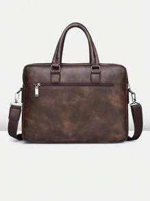 简约百搭休闲纯色公文包 PU 面料防水、防刮、耐磨情人节礼物包夏季中世纪多功能真皮公文包真皮腰包钱包旅行圣诞节假期感恩节手提包男士包旅行必需品复古包情人节假期必需品包笔记本电脑包贴纸包冬季棕色包情人节礼物男士情人节礼物学校笔记本电脑包 - 棕色 - 查看 4