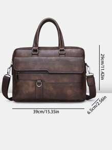 简约百搭休闲纯色公文包 PU 面料防水、防刮、耐磨情人节礼物包夏季中世纪多功能真皮公文包真皮腰包钱包旅行圣诞节假期感恩节手提包男士包旅行必需品复古包情人节假期必需品包笔记本电脑包贴纸包冬季棕色包情人节礼物男士情人节礼物学校笔记本电脑包 - 棕色 - 查看 3