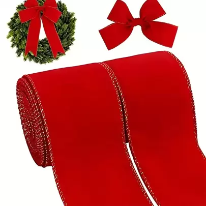 1 Pièce Ruban Décoratif En Velours Rouge Saint-valentin, 6,3 Cm De Large, Pour L'emballage De Cadeaux De Noël, Accessoires De Scène
