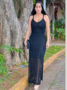 Women Sweater Dresses - Black - View 1