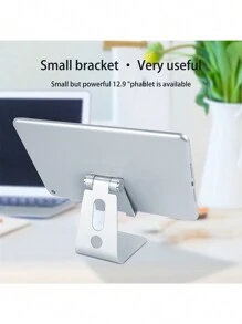 桌面單層折疊金屬支架鋁合金手機平板雲懶人架，適用於手機和平板電腦 - 銀色 - 查看 4