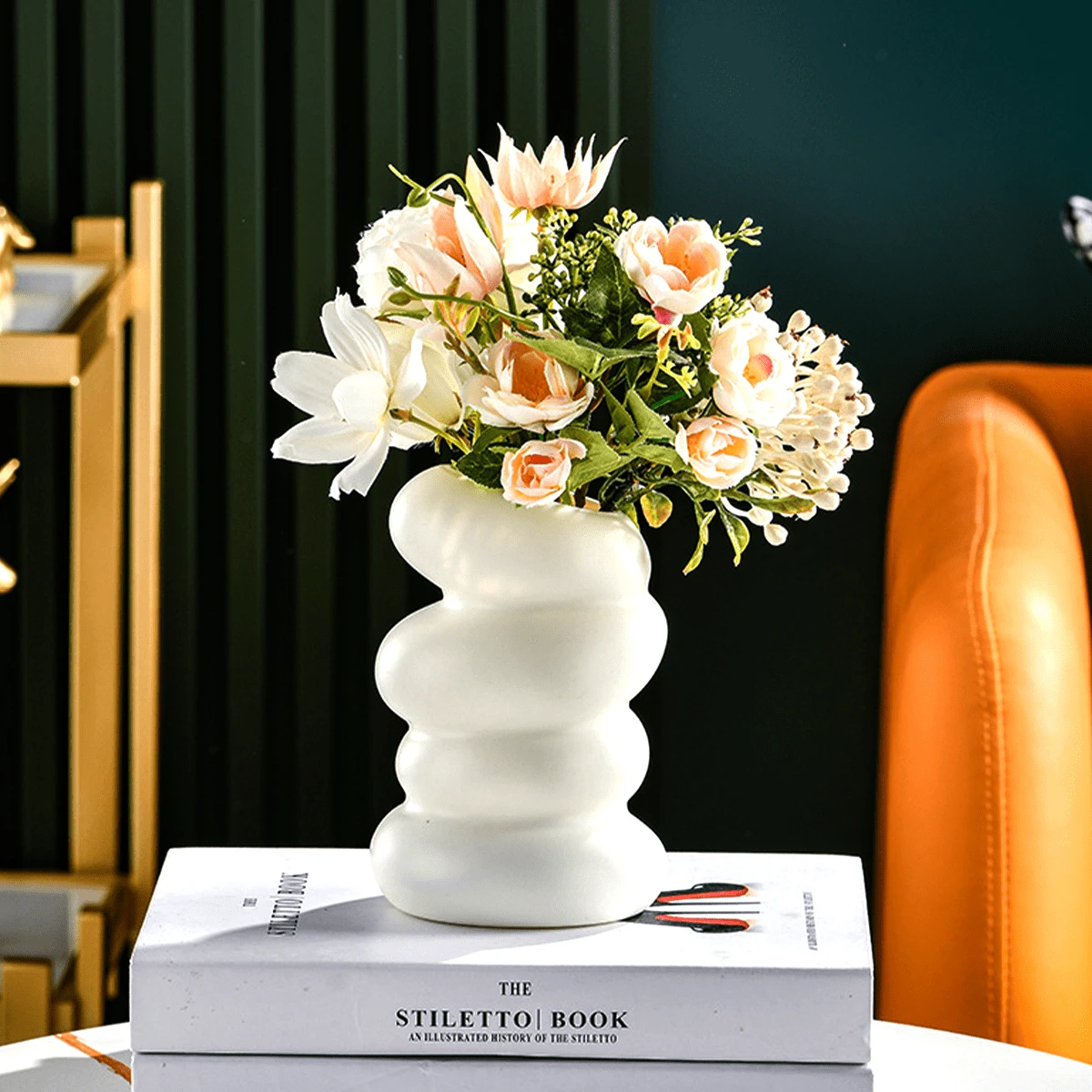 1 chiếc bình hoa xoắn ốc bằng nhựa sáng tạo dùng để cắm hoa trang trí làm quà tặng tuyệt vời nhất - trắng - Xem 1