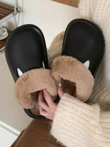 女士冬季暖和舒適的家居拖鞋,可拆卸底座,休閒時尚毛絨防水防滑鞋 - 彩色 - 查看 6