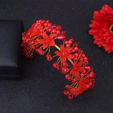 白色珍珠女性手工製作水晶花卉頭帶,婚禮髮飾,適用於婚禮、舞會、典禮、晚會