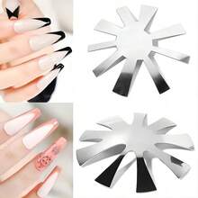 Nail Art French Tip Sculpting Stainless Steel Plate Model For Crystal Nails, 2pcs/Set - Silver - View 2