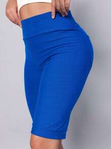 Women Denim Shorts - 寶藍色 - 查看 2