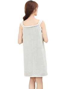 Towel Robe Bathroom Outlet Bedroom With Buttons Bow Detail Absorbent Soft - Grey - View 3