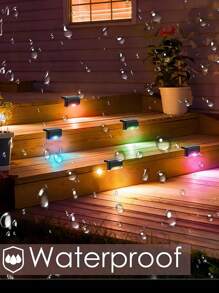 16/8/4 件户外太阳能甲板灯、太阳能防水 LED 台阶灯、生日派对朋友派对装饰、户外楼梯、台阶、栅栏、庭院、庭院和露台、路径灯、户外走廊装饰、阳台、露台夜灯（白光/暖光/彩色光）、用于小路、庭院、露台的户外花园照明 - 彩色 - 查看 3