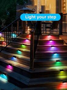 16/8/4 件户外太阳能甲板灯、太阳能防水 LED 台阶灯、生日派对朋友派对装饰、户外楼梯、台阶、栅栏、庭院、庭院和露台、路径灯、户外走廊装饰、阳台、露台夜灯（白光/暖光/彩色光）、用于小路、庭院、露台的户外花园照明 - 彩色 - 查看 2