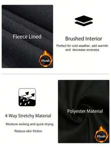 男友款男士新款篮球/足球/跑步/运动健身训练高弹力内抓绒压缩紧身裤保暖 - 黑色 - 查看 7