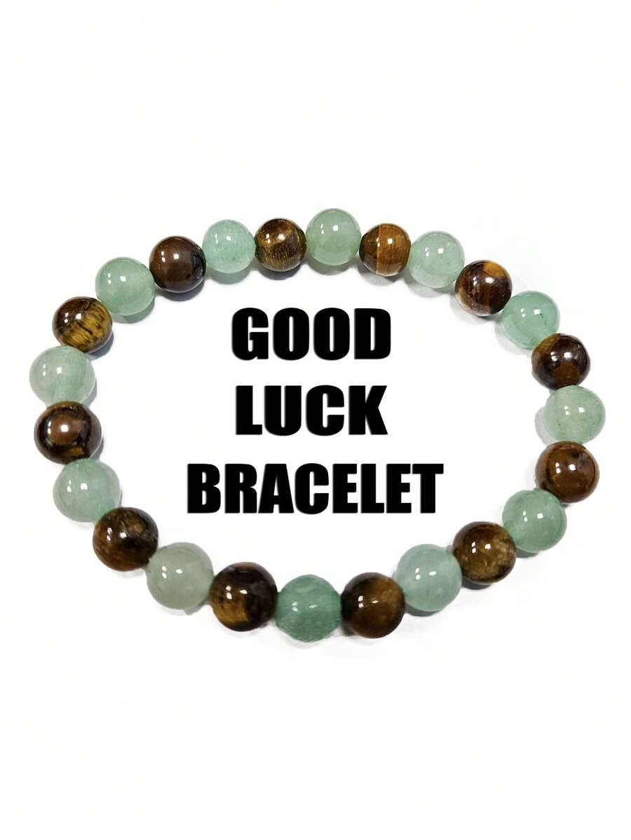 1件時尚白色好運手鍊-水晶療癒天然石材緩解壓力手鍊 - 彩色 - 查看 1