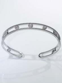 18k镀金镂空几何水钻微镶锆石铜戒指，可调节尺寸，奢华宽版，优雅女士礼物 - 金戒指 - 查看 7