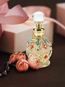 1入組/15毫升古董風格香水瓶阿拉伯風格精油滴瓶空可加香料瓶,阿拉伯女性香水瓶,古董風格精油香水瓶,女性禮物,旅行,情人節（不含香料,只有空瓶）閃亮典雅的奢華高級金鑽旅行瓶 - 金色 - 查看 8