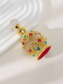 1入組/15毫升古董風格香水瓶阿拉伯風格精油滴瓶空可加香料瓶,阿拉伯女性香水瓶,古董風格精油香水瓶,女性禮物,旅行,情人節（不含香料,只有空瓶）閃亮典雅的奢華高級金鑽旅行瓶 - 金色 - 查看 5