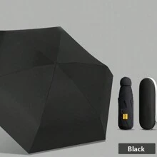 1pc Popular Multi-Color Folding Portable Mini Pocket Umbrella, Six-Fold Umbrella, Rainy And Sunny Dual-Use Umbrella, Umbrella,Boxed(Black)Travel Accessories Travel Essentials Car Accessories Outdoor Accessories Air Plane Case Useful Things Summer Essentials Office Accessories - Black - View 4