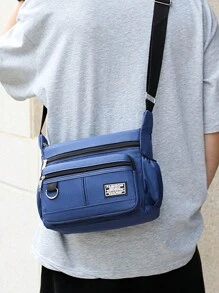 大容量多层防水中老年背包牛津布单肩斜挎包旅行休闲男士包尼龙布包 - 藍色 - 查看 4