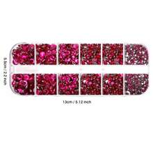 Roseo 2960 mảnh kim cương pha lê mặt phẳng, 5 kích cỡ (2-6mm) - Bao gồm đồ thủ công, làm móng tay, quần áo, giày dép, túi xách và các dự án DIY Nail Charms Nail Gems Đồ dùng làm móng - Màu Hồng Tươi - Xem 3