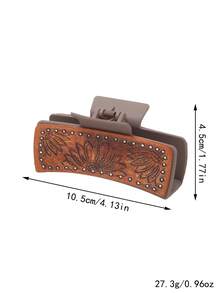 1pc Western Style Sunflower Shaped Leather Hair Clip - Multicolor - View 7