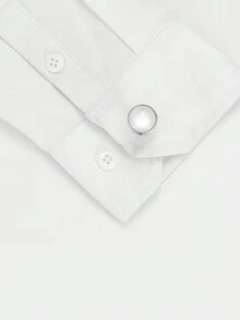 時尚銀色法式圓形扣環休閒襯衫袖扣 - 銀色 - 查看 4