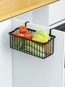 2pcs Black Simple Storage Basket Stand, Multi-Purpose Storage Shelf, Office Wardrobe Hanging Basket, For Storing Fruits, Vegetables And Seasoning Bottles, No Punch Hanging Basket, Sliding Storage Basket Stand Under Cabinet, Kitchen Accessory - Black - View 9