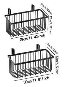 2pcs Black Simple Storage Basket Stand, Multi-Purpose Storage Shelf, Office Wardrobe Hanging Basket, For Storing Fruits, Vegetables And Seasoning Bottles, No Punch Hanging Basket, Sliding Storage Basket Stand Under Cabinet, Kitchen Accessory - Black - View 3