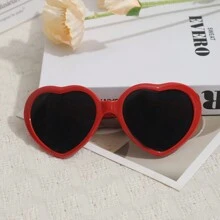 1 件塑料派对眼镜，现代心形设计派对眼镜，适合夏季海滩度假、户外、旅行派对 - 紅色 - 查看 1