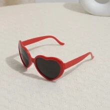 1 件塑料派对眼镜，现代心形设计派对眼镜，适合夏季海滩度假、户外、旅行派对 - 紅色 - 查看 2