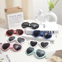 1 件塑料派对眼镜，现代心形设计派对眼镜，适合夏季海滩度假、户外、旅行派对 - 紅色 - 查看 4