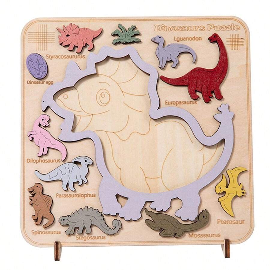 1套創意木質拼圖恐龍拼圖