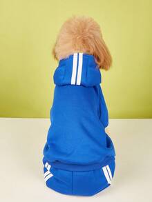 1件戶外運動連帽寵物衣服四角跳躍衣,適用於貓和狗,秋冬季節 - 寶藍色 - 查看 3