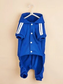 1件戶外運動連帽寵物衣服四角跳躍衣,適用於貓和狗,秋冬季節 - 寶藍色 - 查看 4