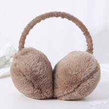 1 件装女孩温暖耳罩，冬季可爱毛绒耳套，防冻，戴后保暖 - 棕色 - 查看 3