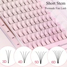 Mix8-15mm 3D 4D 5D 6D Russian Pre Made Volume Fans Premade Fans Eyelash Extensions Short Stem Premade Lash Extensions Lash Clusters, Eyelash Clusters, Individual Eyelashes, Lashes, Fake Lashes - D - View 2
