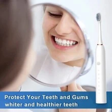 Electric Toothbrush With 6 Modes, Usb Rechargeable, Sonic Automatic Toothbrush For Adults, Whitening Oral Hygiene, Comes With 4/8 Brush Heads, Extra Soft Toothbrush For Sensitive Gums And Teeth, Waterproof Oral Care Brush, Ideal For Home/Travel Use, Great Gift Choice For Men And Women - Pink - View 8