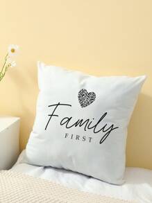 1pc Simple Home Letter Printed Cushion Cover, Modern Pillowcase, Sofa Decorative Throw Pillow, Pillow Case Not Included