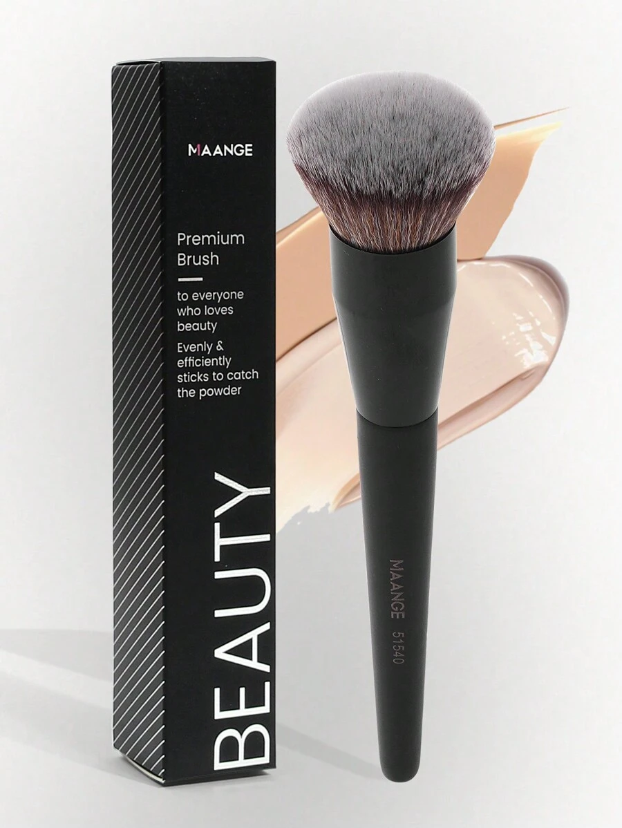 MAANGE 1支圆形粉底刷，带收纳盒，化妆工具采用柔软纤维材质，方便携带，旅行必备，可作粉底刷、遮瑕刷、腮红刷、修容刷、古铜粉刷、散粉刷等，赠品 - 黑色 - 查看 1
