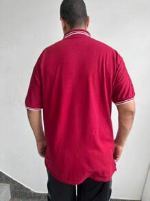 Men Polo Shirts - 酒紅色 - 查看 2