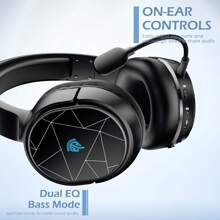 EasySMX V10W 无线耳机 2.4GHz/BT PC 游戏耳机兼容 PS4//NS/Steam 平台/智能手机，带可拆卸麦克风，黑色 - 黑色 - 查看 8