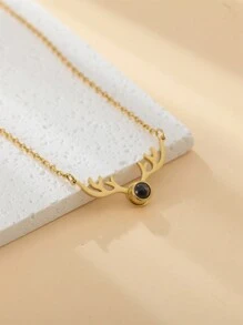 1pc Custom Romantic Deer Antler Picture Projection Necklace, Personalized Photo Pendant Necklace, Projection Jewelry Gifts For Women, Valentine's Day Gifts, Bridesmaid Gifts, Christmas Gifts, Mother's Day Gifts, Gifts For Her - Rose Gold - View 5
