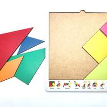 Tangram Jogo Madeira Educativo Escolar Pedagógico Montessori - colorido - Visão 2