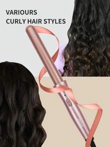 QHDJE 可旋轉電源線捲髮棒,25毫米/1英寸直徑,溫度控制,保護頭髮同時造型 - 玫瑰金 - 查看 7