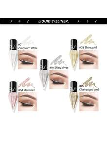 5pcs/Set Shiny Rhinestone Eyeliners Waterproof Eyeshadow Rose Gold Silver Color Glitter Sequin Eyeliner Eye Shadow Makeup Y2K Beauty Cosmetics - Khaki - View 9