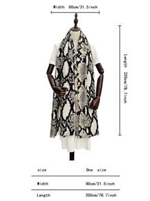 1入女士覆蓋頭帶豹紋圖案大披肩仿羊絨阿巴亞頭巾辦公室雙重用途覆蓋毯優雅 - 米色 - 查看 4