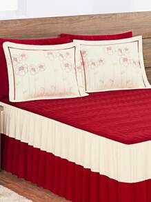Kit Colcha Cobre Leito Casal King Size Barbara 3 Peças Tecido Premium - Vermelho - Visão 2