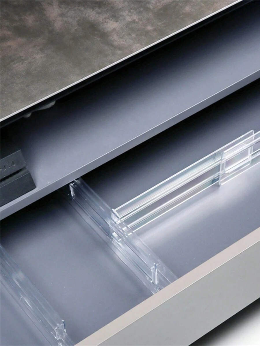 1 st. Låda arrangör Avdelare , Justerbar Och Genomskinlig För Kök , Garderob , Förvaring Lådor - Genomskinlig - Visa 1