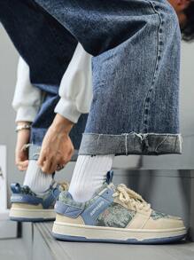 女性時尚熱門校園休閒鞋,情侶款式,防滑,柔軟且耐用鞋底,適合戶外舒適輕量化訓練和運動滑板鞋 - 米色 - 查看 3